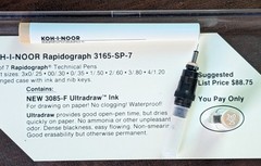 Koh-I-Noor Rapidograph 3165-SP-7 Technical Pen Set + Instructions & Unopened Ink