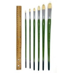 XDT#515 Filbert Art Brush 6 Pc #2# #6#8#10#12 Set Pure Hog Bristle Acrylic Oil