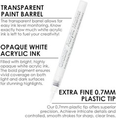 Black & White Extra Fine Tip Acrylic Paint Marker Set, 6 Pack, Black, White