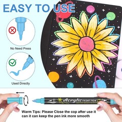 54 Colours Dual Tip Acrylic Paint Pens Set-Permanent Acrylic Paint Markers Fi…