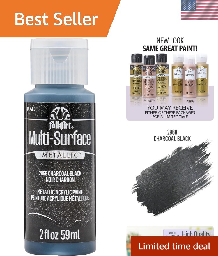 2 oz Non-Toxic Charcoal Black Metallic Paint for Indoor and Outdoor Masterpieces