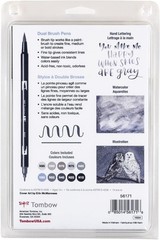 56171 Dual Brush Pen Art Markers, Grayscale, 10-Pack. Blendable, Brush and Fi…