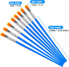 30 Pcs Kids Paint Brushes Flat Nylon Acrylic Oil Watercolor Art Blue Bulk