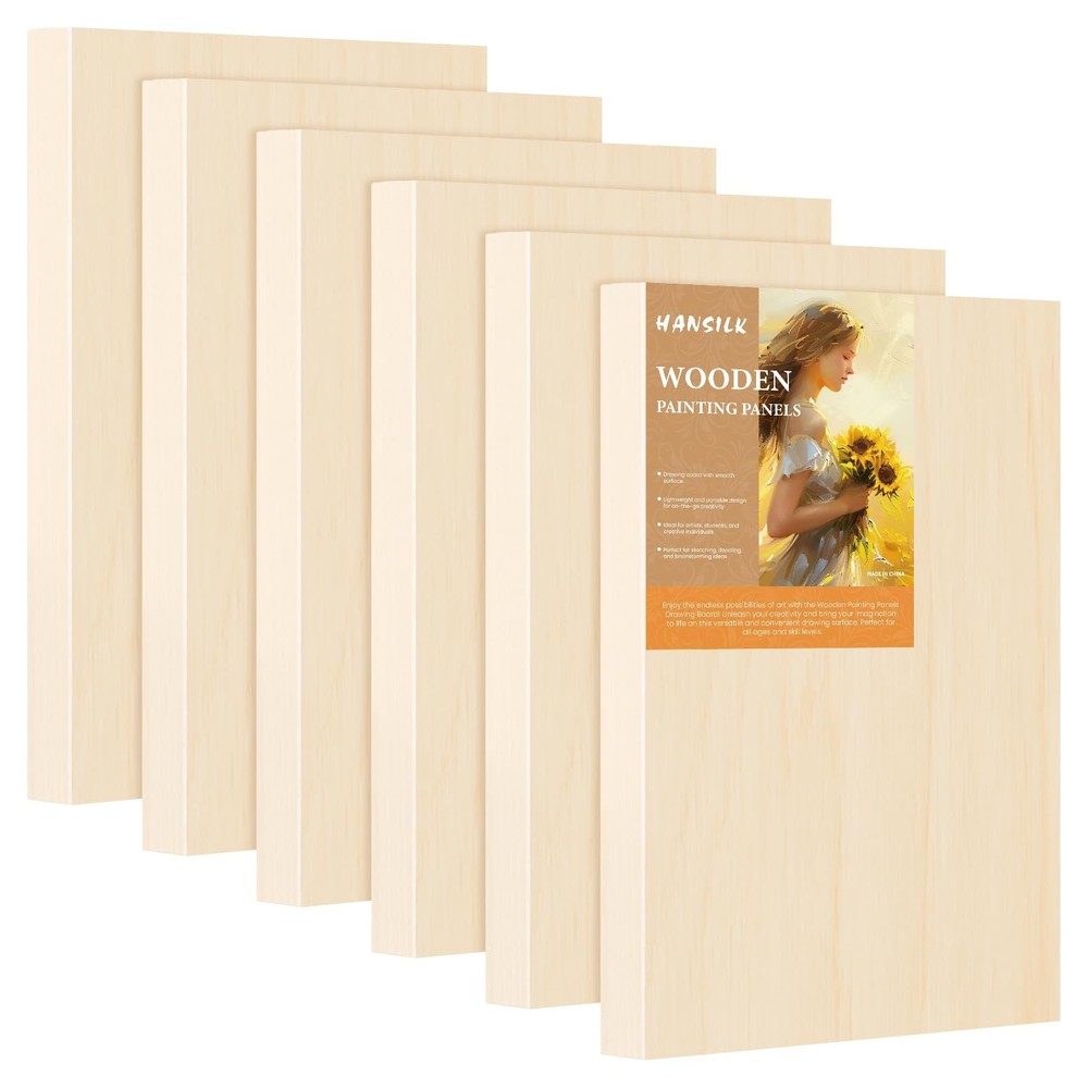 6×8 Inch Wood Canvas Panels 6 Pack – Unfinished Wooden Art Boards for Acrylic…