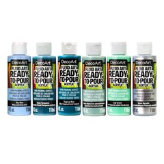 Fluid Art Ready-to-Pour Paint Set – Silver Seas Colors, Set of 6 (4 fl oz Bot…
