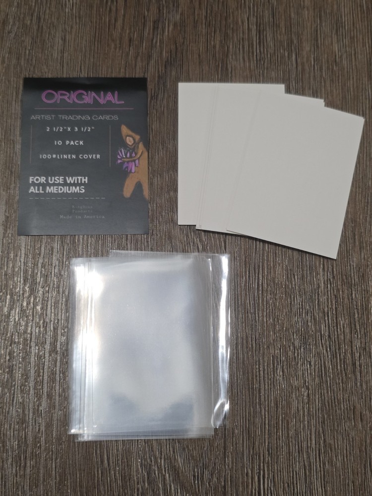 100 ACEO Cards & Card Sleeves Blank 100 lb Linen Cover Paper 2.5 x 3.5 Trading
