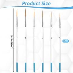 6 Pcs Script Liner Brush Long Fine Point Tip Small to Medium