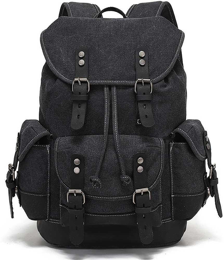 HuaChen Vintage Leather Backpack: Spacious Durable Canvas Rucksack for Men & …