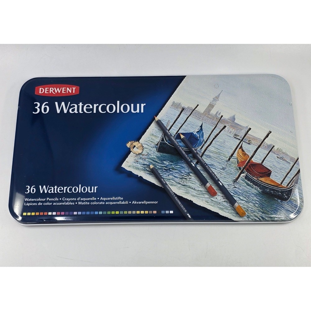 Derwent 36 Watercolor Pencils Set Water Soluble Art Drawing Pencils in Tin 32885