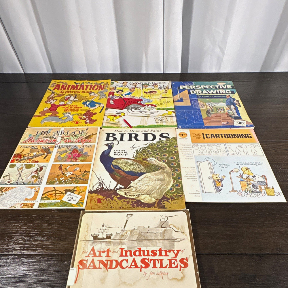 Walter T. Foster Cartooning Drawing/Sketching Art Instruction Book Lot