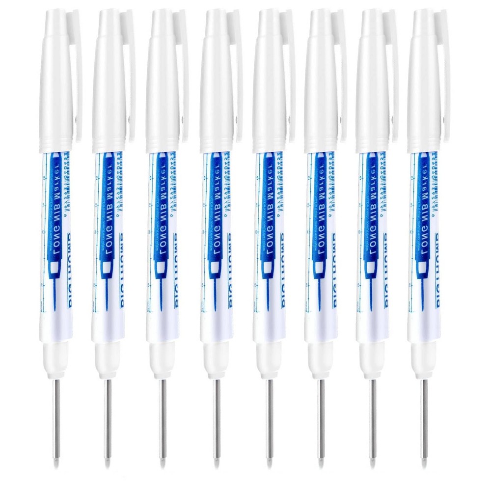 8Pcs Deep Reach Markers Waterproof Deep Hole Marker Pens 34mm Construction Ma…