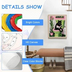 Black Cat Paint by Numbers Kit for Adults Beginners Acrylic Art Decor