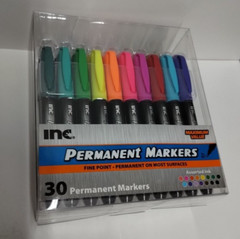 Inc Permanent Markers Fine Point Assorted Vivid Ink Colors 30 Count BRAND NEW