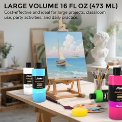 ABEIER Large Bulk Acrylic Paint Set, 15 16 Fl Oz (Pack of 15), 15 Colors