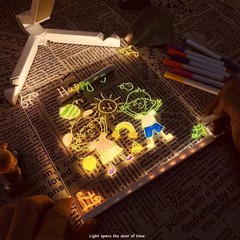 LED Note Board with Colors for Kids, Light LED Drawing Board 7.9 * 7.9″ Light up