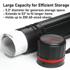 Extendable Poster Tube 30″ to 53″ Storage Tube w/ Strap Artwork Document Holder