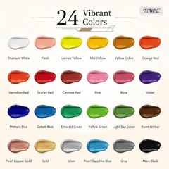 Acrylic Paint Set, 24 Colors (2 oz/Bottle) with 12 Art Brushes, Art Supplies