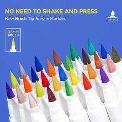 Arrtx Acrylic Paint Pens 30Vivid Colors Acrylic Pens Markers(B Set)New Brush Tip
