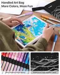 JusArt 48 Colors Acrylic Paint Markers Brush Tip Set for Rock Fabric Wood Glass
