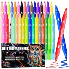 Glitter Markers Pens,32 Colors Dual Tip Glitter Pens Set, Glitter Markers for…