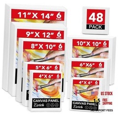 48 Pack Canvas Boards for 48 Pack(4×4 4×6 5×6 6×6 8×10 10×10 9×12 11×14)