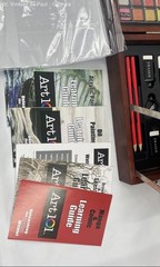 New Art 101 Art Drawing Set 145 Pieces Wood Case Box Paint Crayon Color Pencil