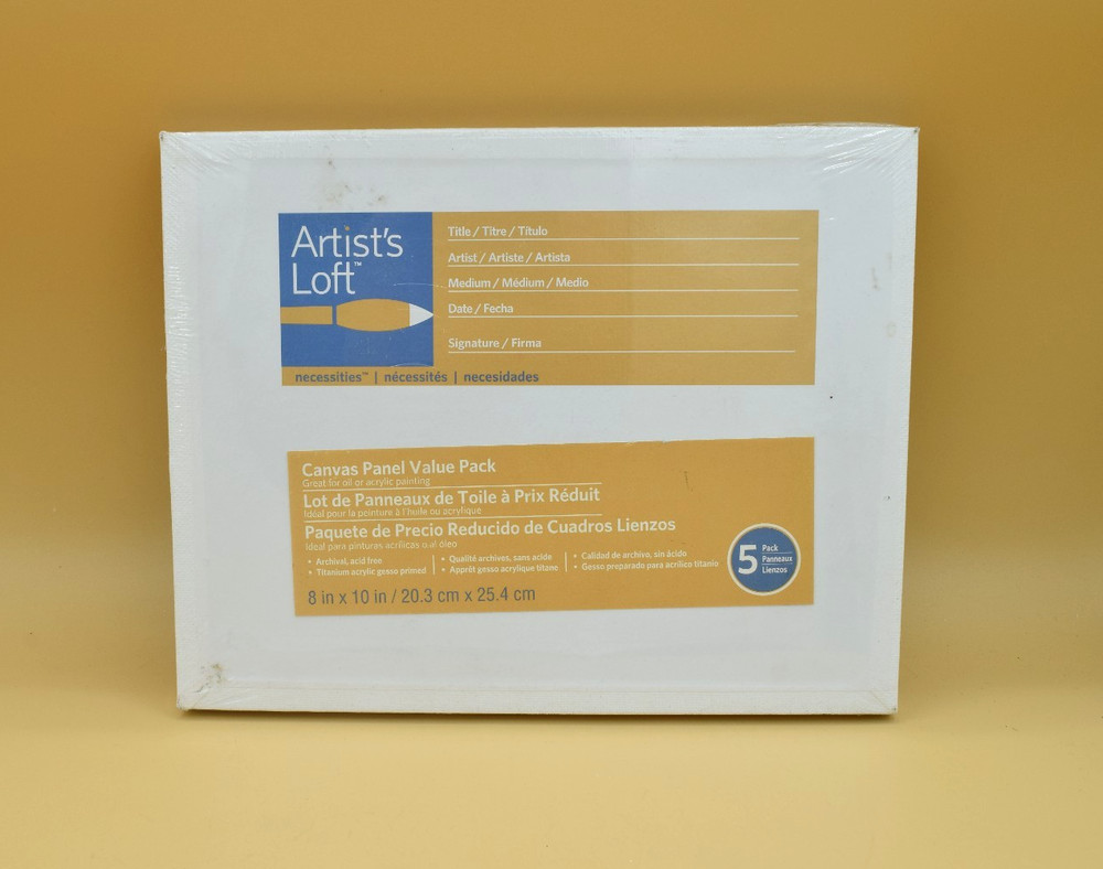 NEW 5 PK Artist’s Loft Value Pack Canvas Panel 8″ x 10″ For Students & Artists
