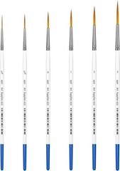 XDT#830 Rigger Artist Paint Brush 6 Piece Set Extra Long 6Pc Set, Blue 8pc