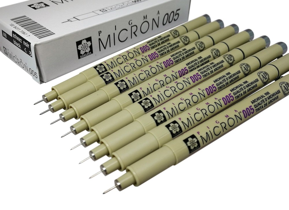 Sakura Pigma Micron pen 005 Black ink marker felt 1 Count (Pack of 8),