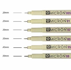 30062 Sakura Pigma Micron Fine Line Marker Pen Set, Black Ink, 3 Sets of 6 Pens