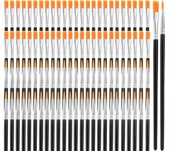 AROIC Small Paint Brushes Bulk,110 Pcs Black Nylon 55 Flat + 55 Fine,