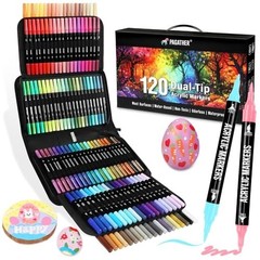 120 Colors Acrylic Paint Markers Set – Dual Tip Fine & Brush Pens for Art, DIY C