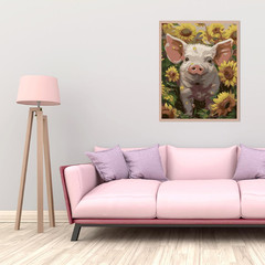 Pig Paint by Numbers Kit for Adults Beginners- Pig Sunflower Paint by Number Can