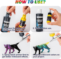 HOMY ARTY Iridescent Airbrush Paint – 30 Colors with 4.05 Fl Oz Thinner and 4.05