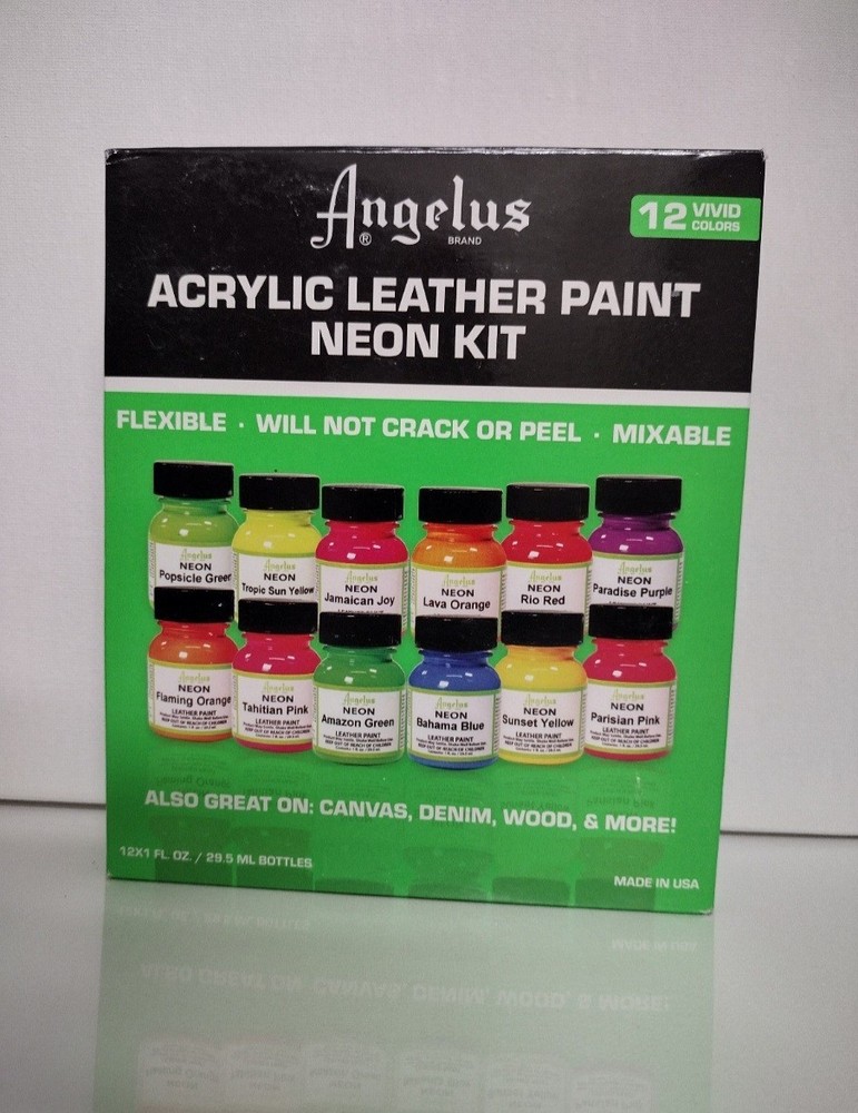 Angelus Acrylic Leather Paint 12 Colors Noen Kit 1oz Each