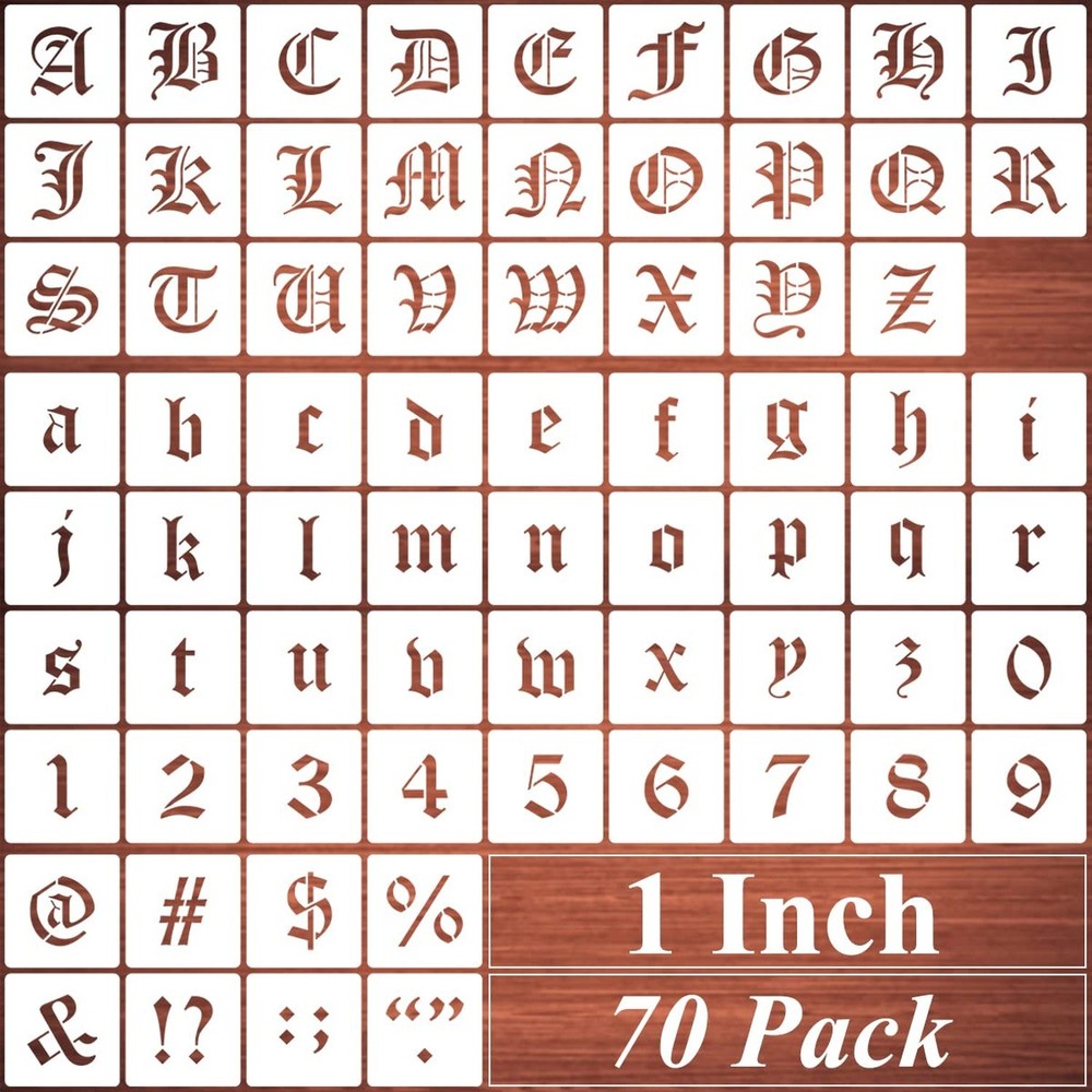1 Inch Alphabet Letter Stencils for Painting – 70 Pack Old English Letter and…