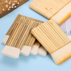 2Pcs Hake Brush, 14 Row Bamboo Blender Sheep Hair Watercolor Brush, Yellow White