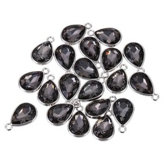 20PCS 12x20mm Alloy Glass Crystal Teardrop Charm Grey