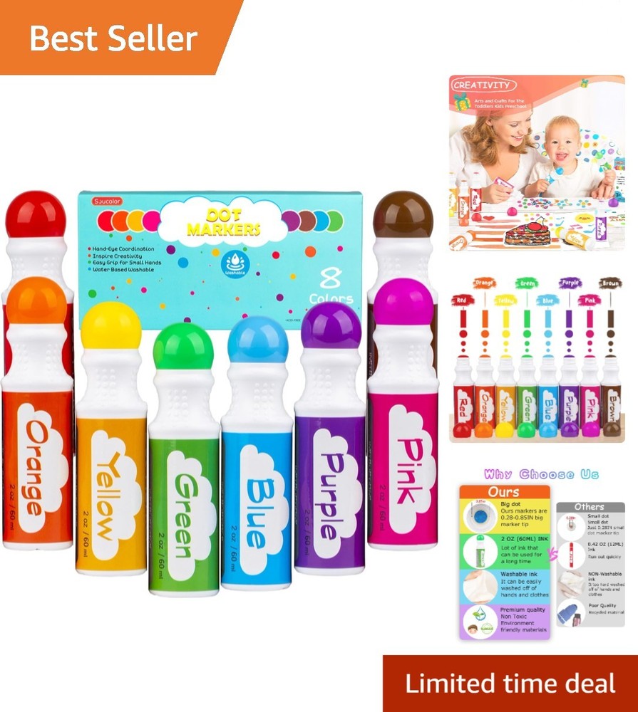 Vibrant Washable Dot Markers Set for Kids – Safe Arts & Crafts Supplies