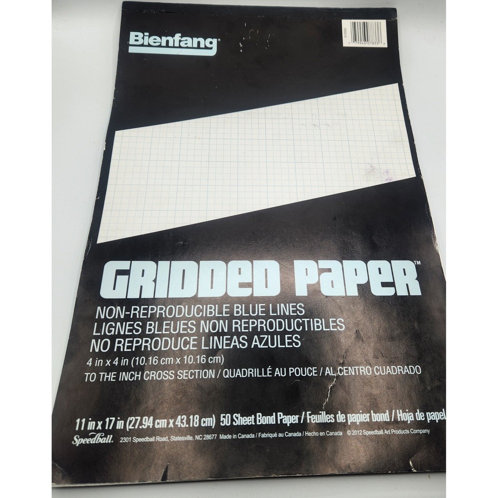 Bienfang Gridded Paper 11×17 50 Sheets Non-Reproducible Blue Lines 4×4 Grid