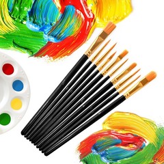 10 Pack Nylon Hair Paint Brushes Set for Acrylic, Watercolor and Oil Painting…