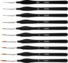 10 PCS Miniature Paint Brushes Small, 10pcs Black Miniatures Bruhses