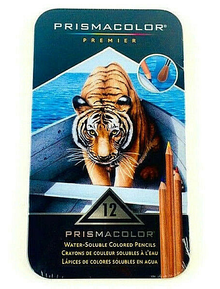 Prismacolor Premier Water Soluble Color Pencil Set ~ 12 Pc/ Tin Case NEW Sealed