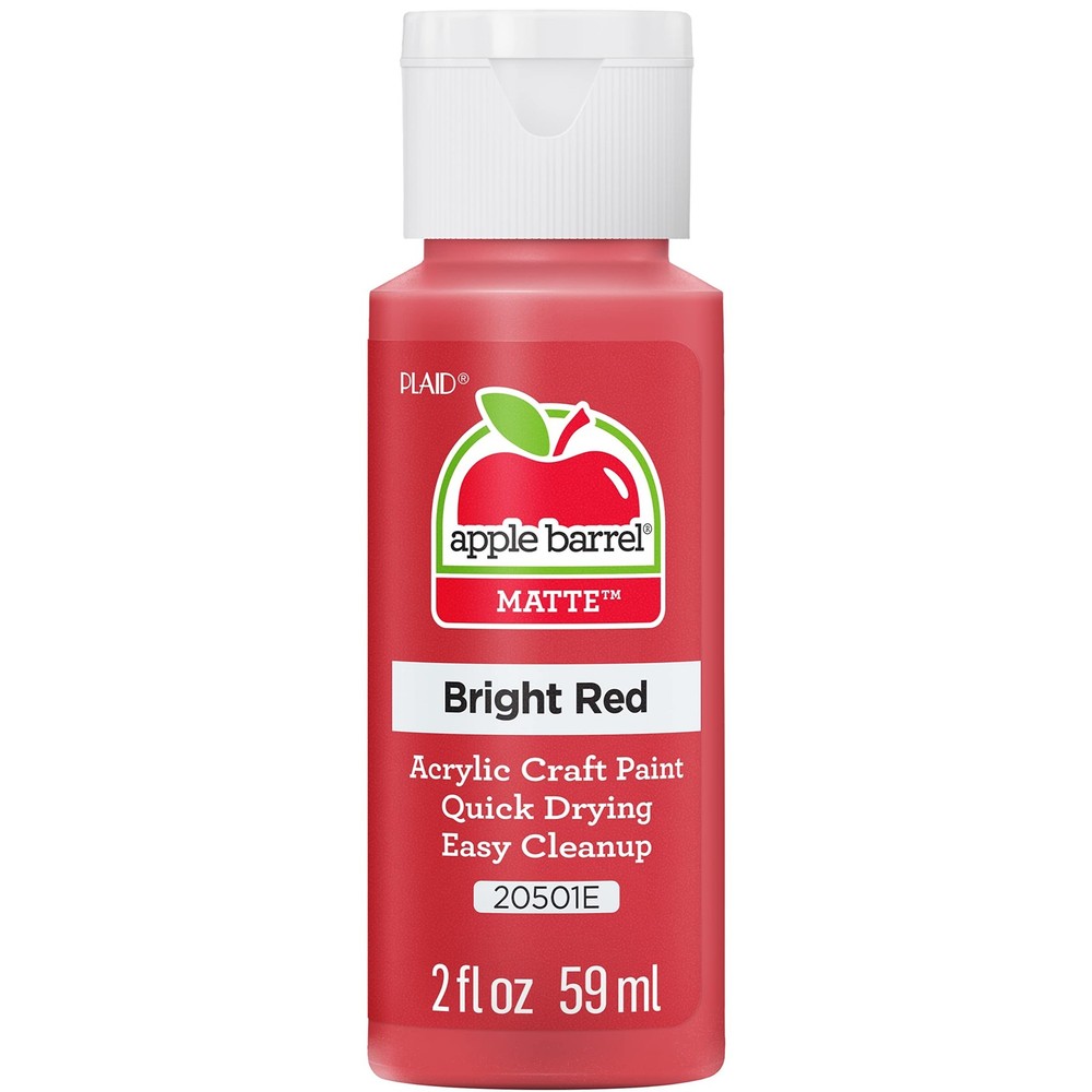 Apple Barrel Acrylic Paint in Assorted Colors (2 oz), 20501, Bright Red