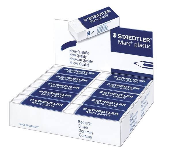 Staedtler Mars Plastic Eraser, White, Sealed Pack of 20