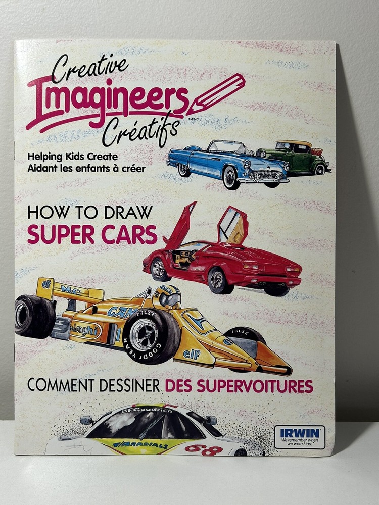 Vtg How to Draw Super Cars Creative Imagineers Eng/FR Irwin Toy 1990 Canada