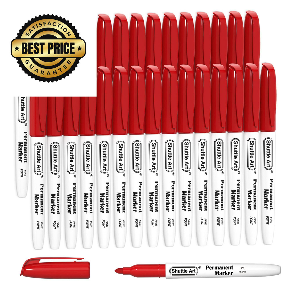 Shuttle Art Permanent Markers, 30 Pack Red 1 Count (Pack of 30),