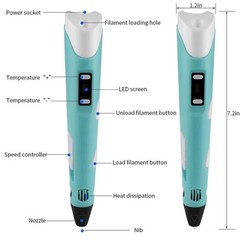 3D Printing Pen Set 3D Drawing Pen with LED display 12 color Filament Kids gift
