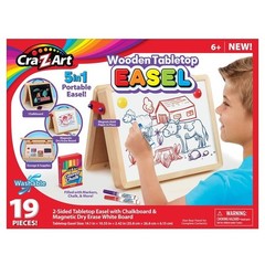 5-in-1 Portable Wooden Tabletop Art Easel Chalkboard Dry Erase 19 Supplies New