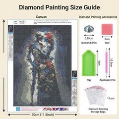 Diamond Art Kits for Adults, Eternal 12x16inch, 30x40cm, Skull Corpse Bride